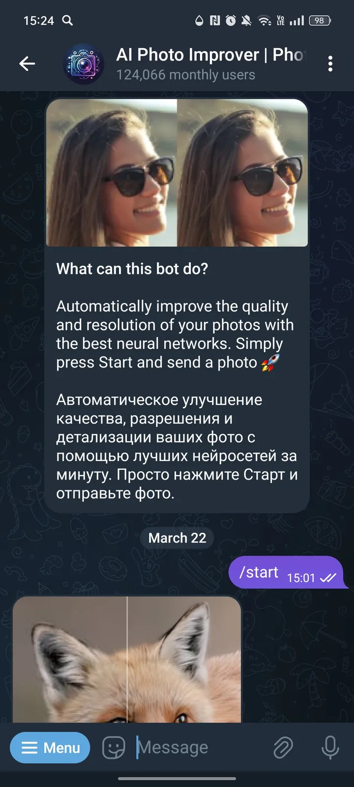 AI Photo Improver | PhotoFixerBot | Enhance & Upscale screenshot 1