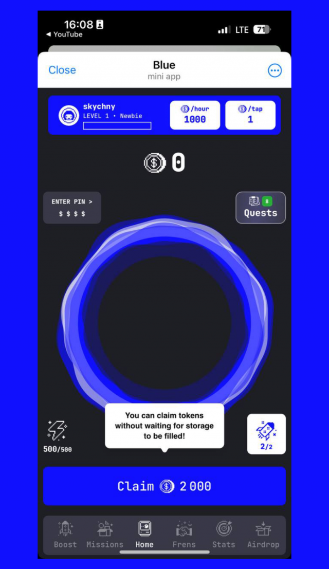 Blue screenshot 1