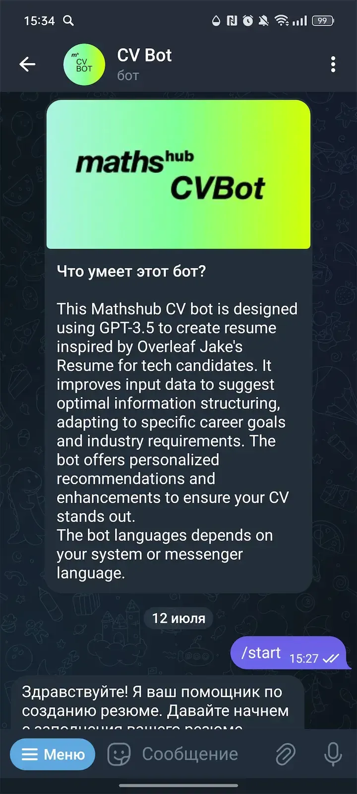 CV Bot screenshot 3