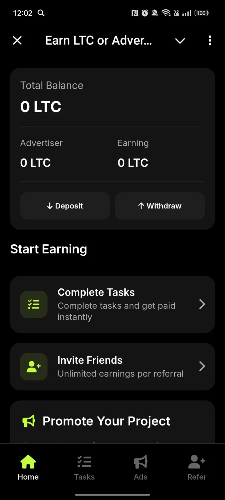 Earn LTC or Advertise - AdEasly screenshot 1