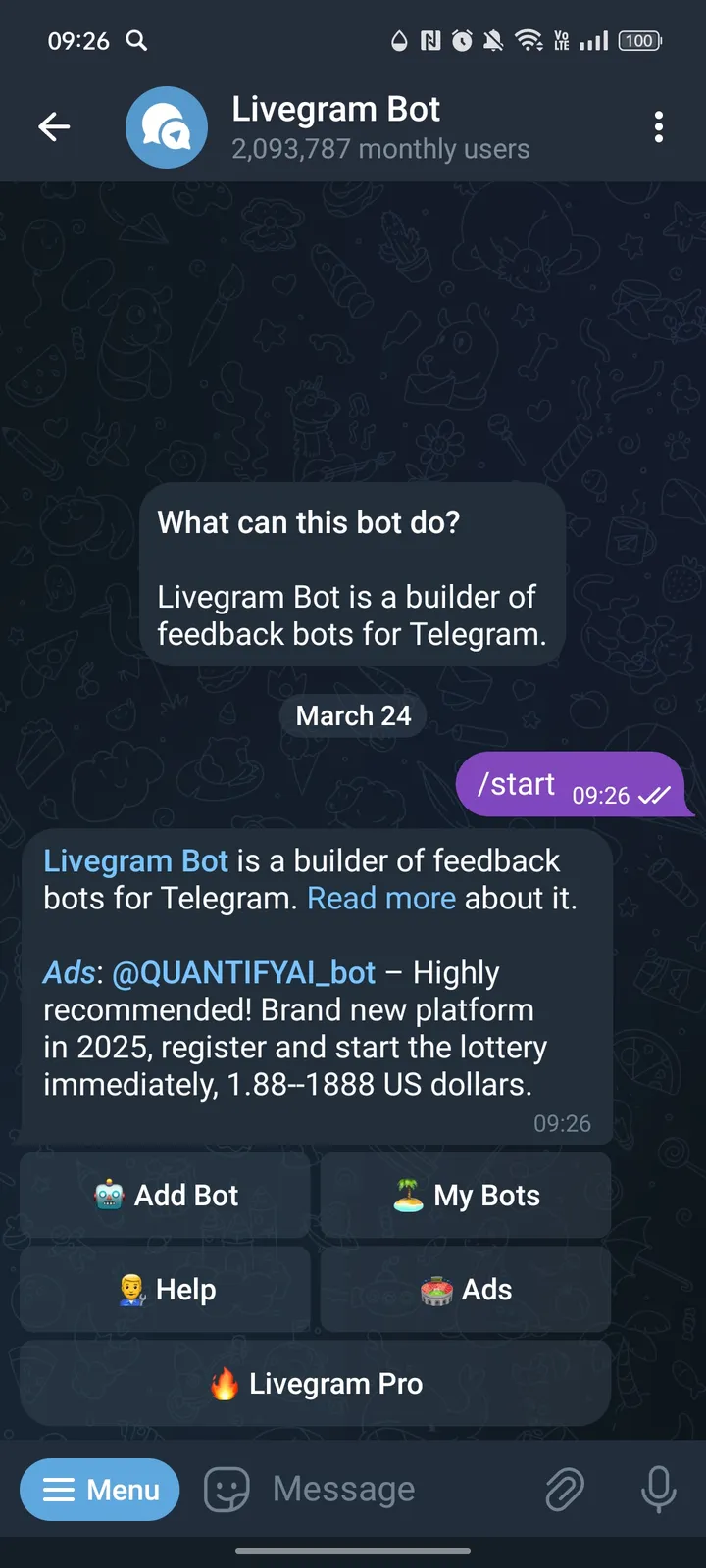 Livegram Bot screenshot 1