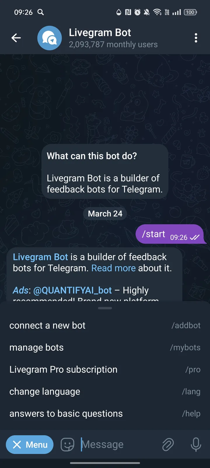 Livegram Bot screenshot 2