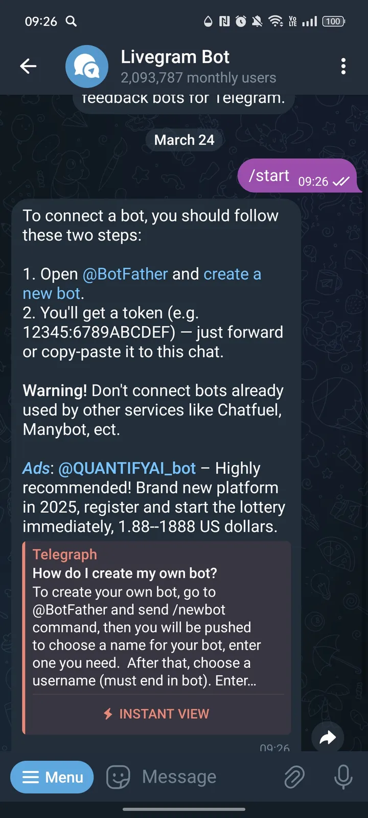 Livegram Bot screenshot 3