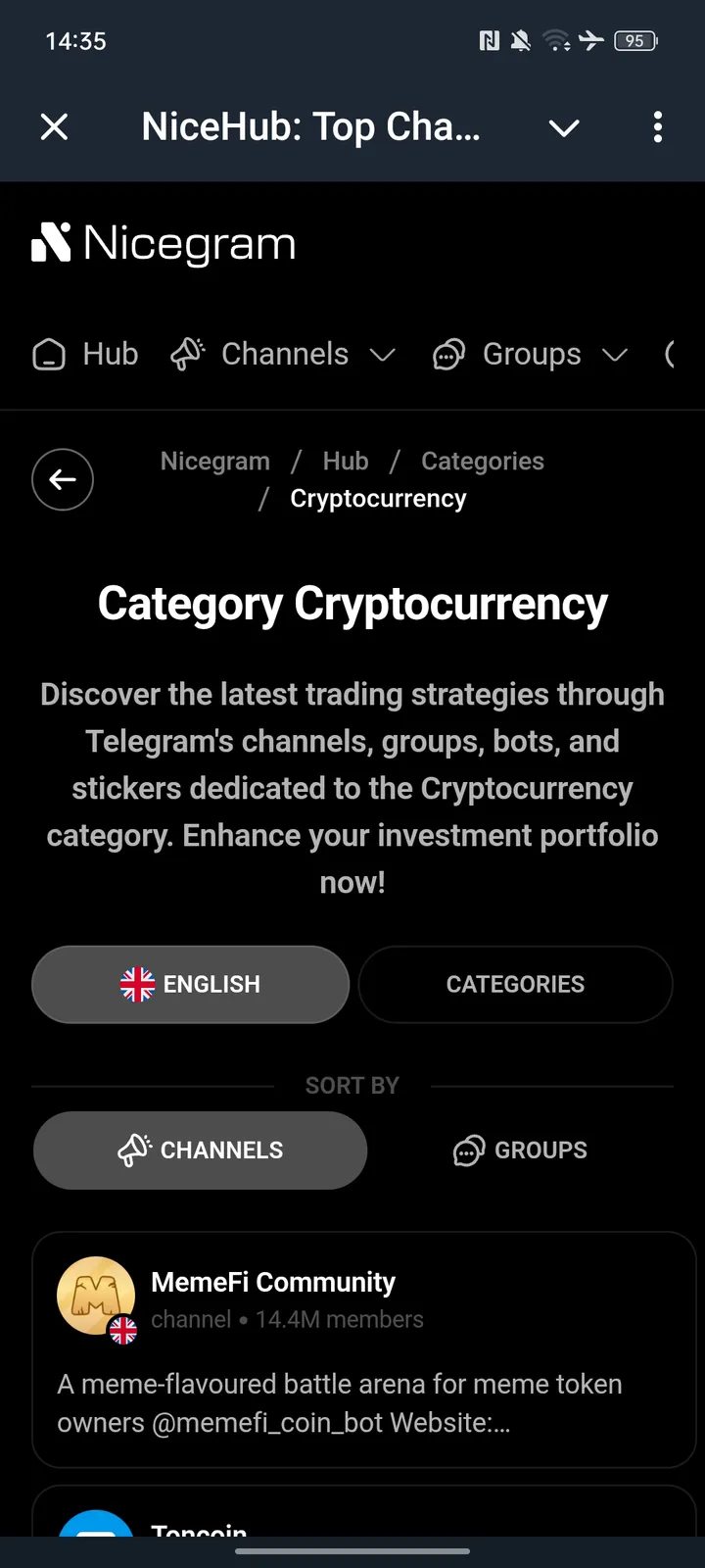 NiceHub: Top Channels, Groups, Bots & Stickers screenshot 2