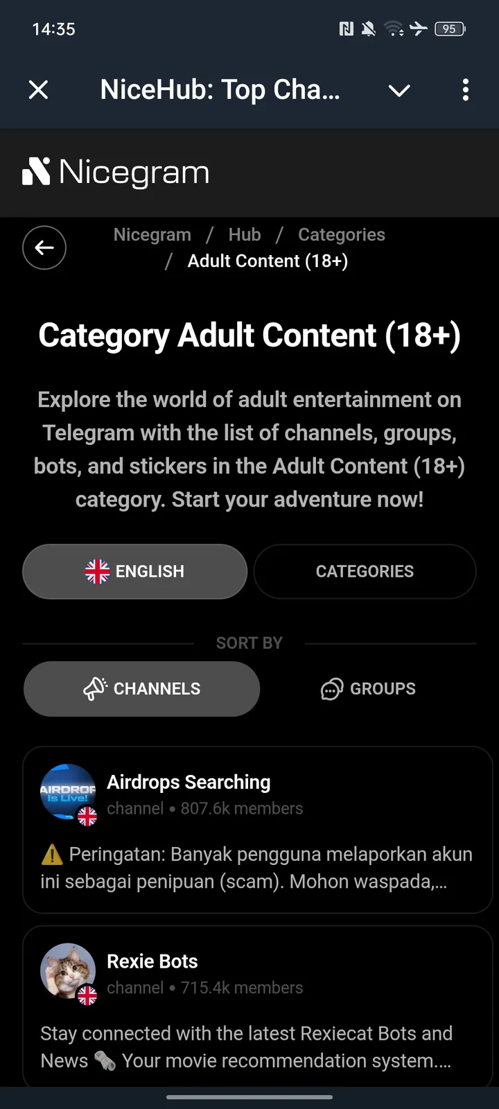 NiceHub: Top Channels, Groups, Bots & Stickers screenshot 3