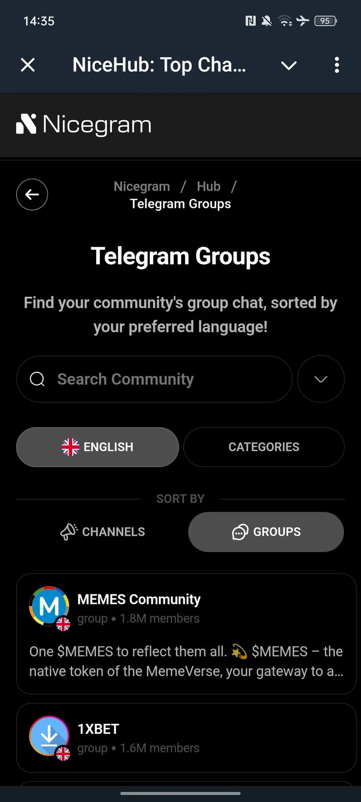 NiceHub: Top Channels, Groups, Bots & Stickers screenshot 4