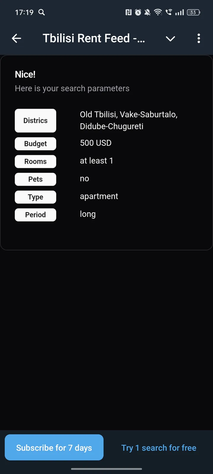 Tbilisi Rent Feed - быстрый поиск screenshot 2
