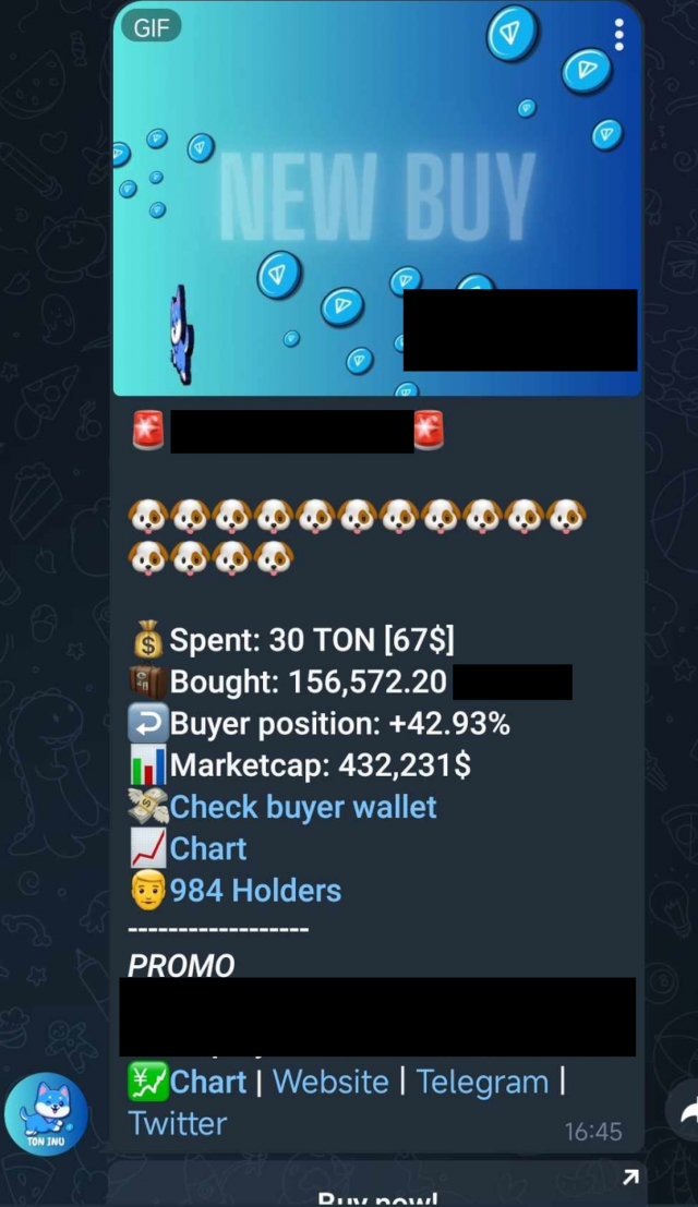 TON INU BuyBot screenshot 2