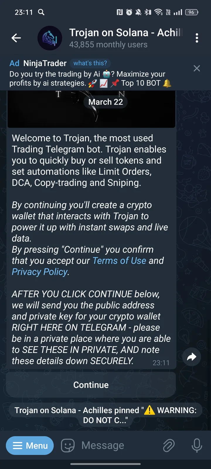 Trojan on Solana - Achilles screenshot 2