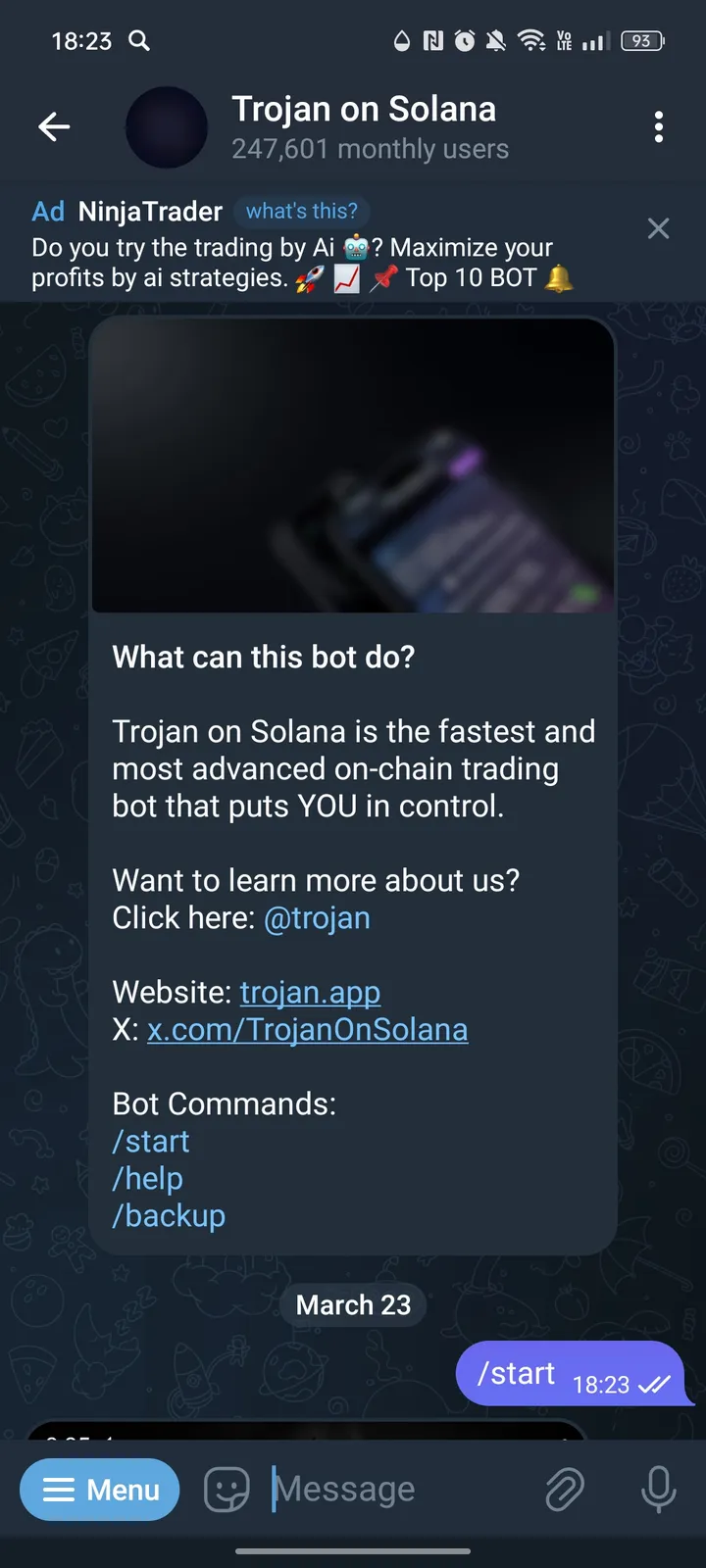 Trojan on Solana screenshot 1
