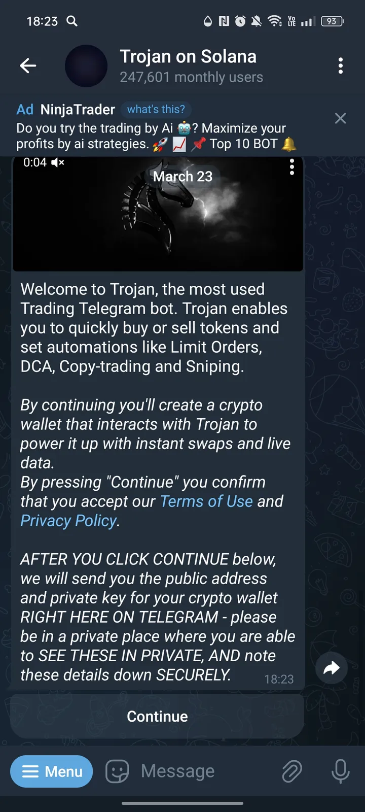 Trojan on Solana screenshot 2