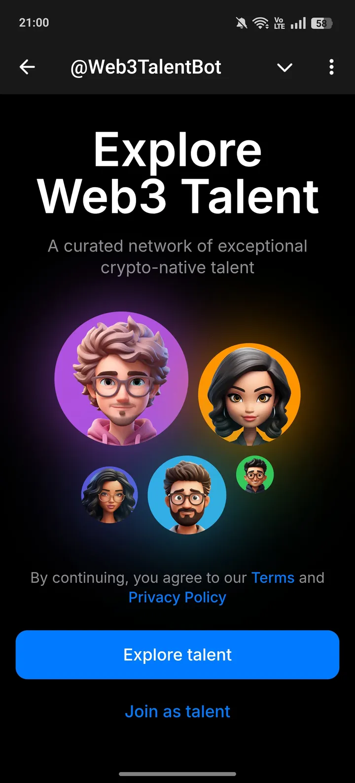 @Web3TalentBot screenshot 1