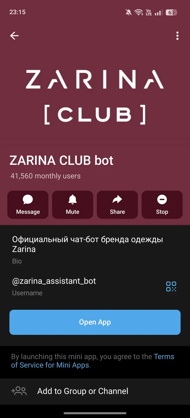 ZARINA CLUB bot screenshot 4